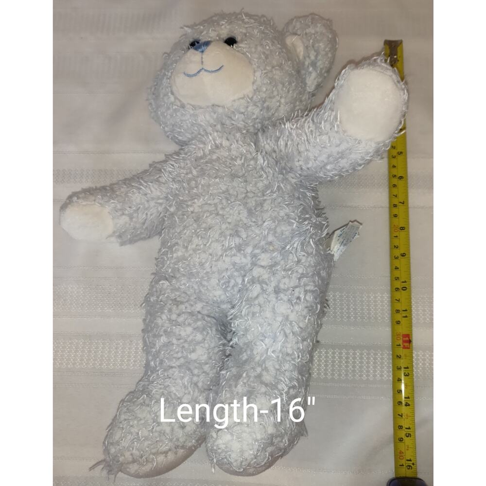 Build A Bear Blue Curly Teddy Bear Plush Stuffed Animal RETIRED Powder Blue 16" - Picture 12 of 16